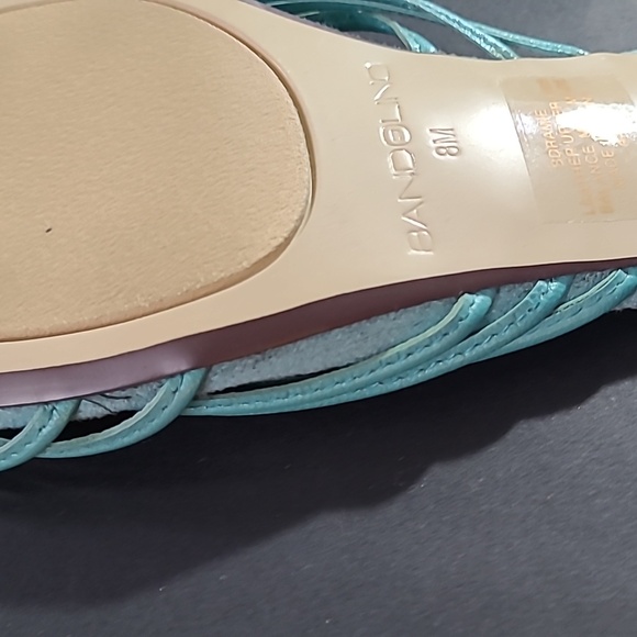 Bandolino Sz 8M Turquoise Sandal w/Stone Detail Kitten Heel Slip-on - Picture 7 of 11